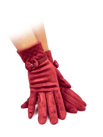 Dámske elegantné rukavice s mašľou bordo
